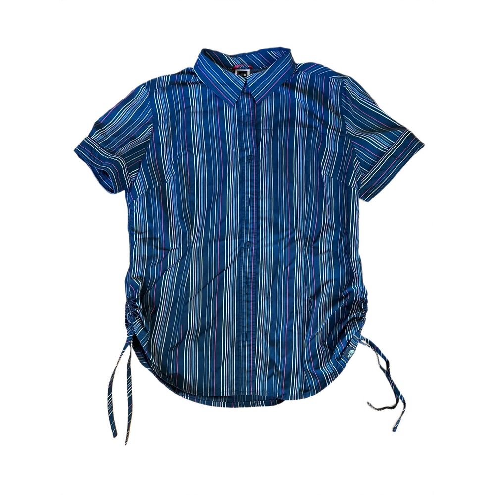 The North Face Boulder Lake Woven Shirt Blue Stripe Side Cinch XL - Picture 1 of 4